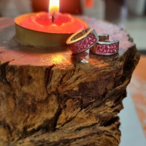 ARGOLLAS CUBANAS CON STRASS ROSA OSCURO